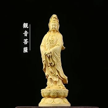 観音菩薩像￼木彫刻 Amazon｜仏像 木彫り 観音菩薩像 木彫り観世音菩薩仏像 天然 崖